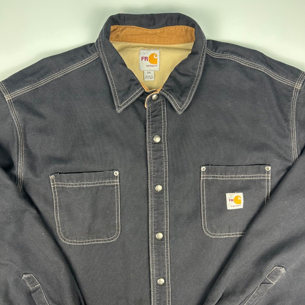 Carhartt FR Flame Resistant Canvas Shirt Jacket Black 2XL 100432 001 CAT 3 Mens